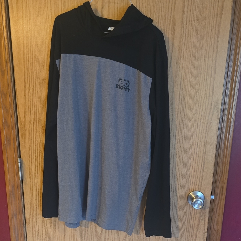 Men's Black and Gray Long Sleeve Tee